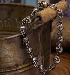 Retro Gothic Metal Skull Chain Bracelet for Men Fashion Personality Cool Daily Rock Bike Punk Jewelry Gift