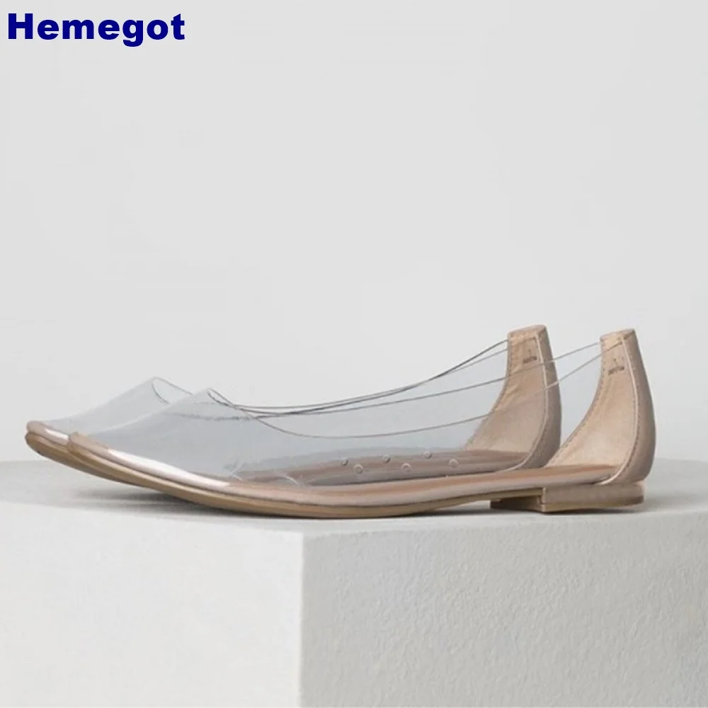 Pointed Clear Pvc Flat Ladies Shoes 2024 Summer Outdoor Leisure Beige Wedding Shoes Slip On Fashion Women Holiday Beach Shoes