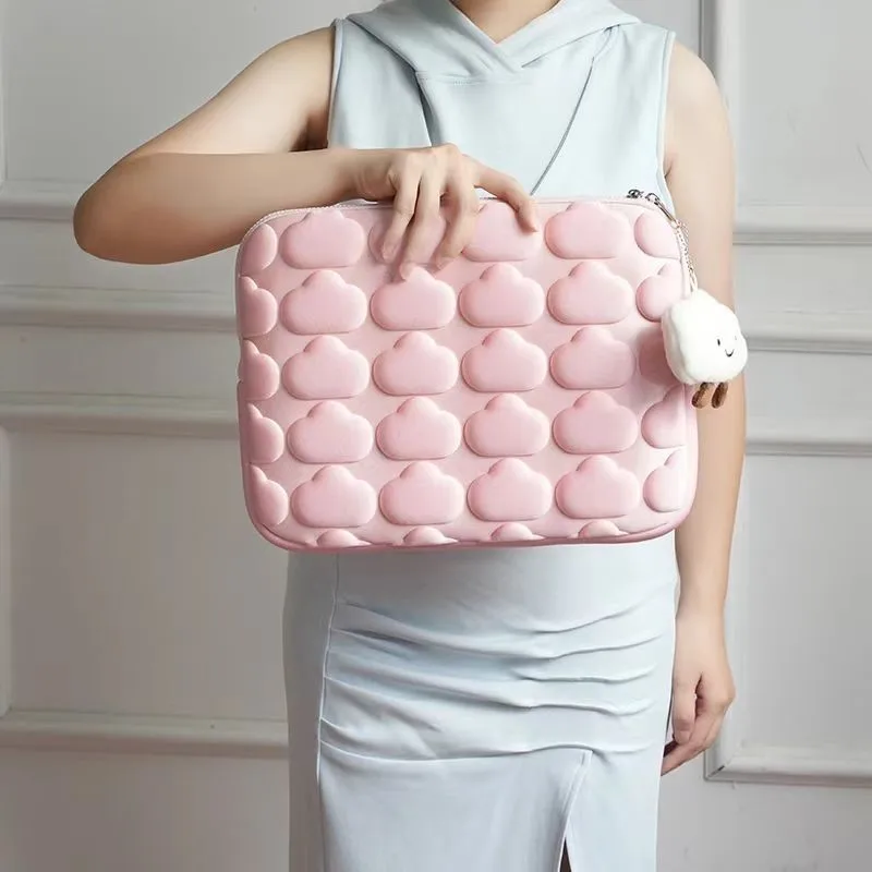 حافظة كمبيوتر محمول سحابة بلون سادة لجهاز ماك بوك اير برو 13 15 بوصة مقاومة للصدمات والأوساخ ذات سعة كبيرة حافظة للكمبيوتر المحمول #5