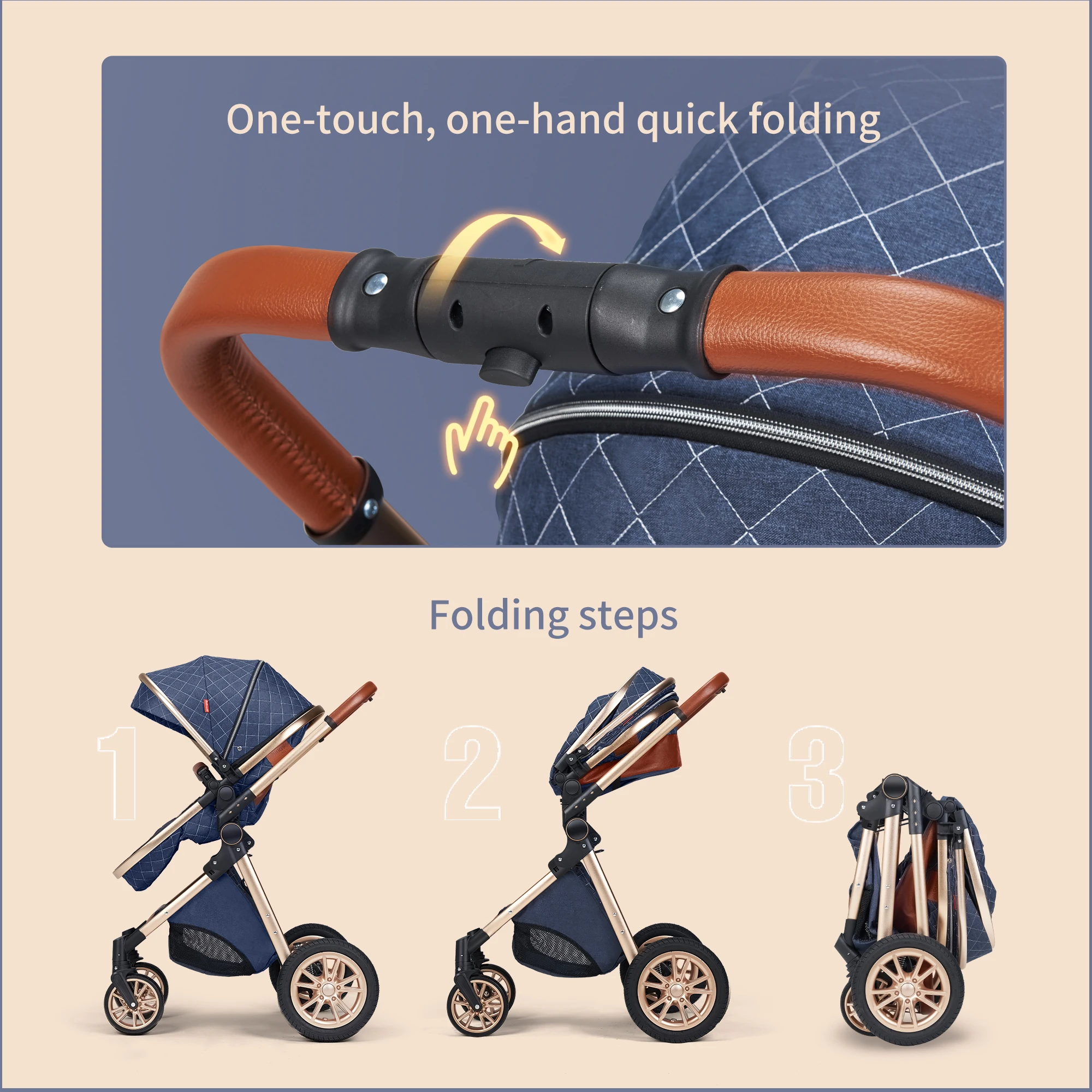 Luxury Travel Pram 3‑in‑1 Baby Stroller 4