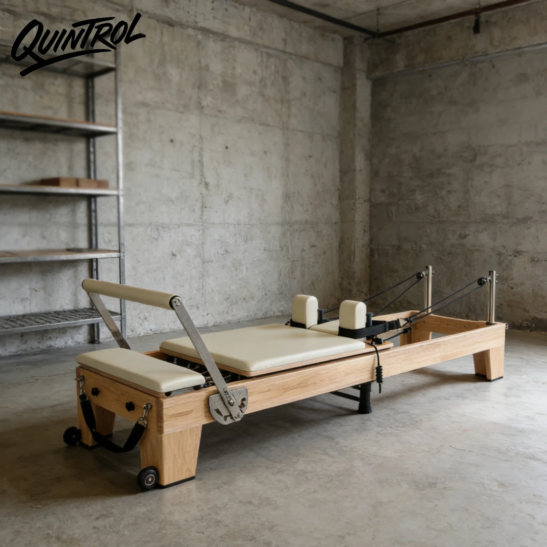 Lightweight & Durable Foldable Oak Pilates Reformer with Complete Gear