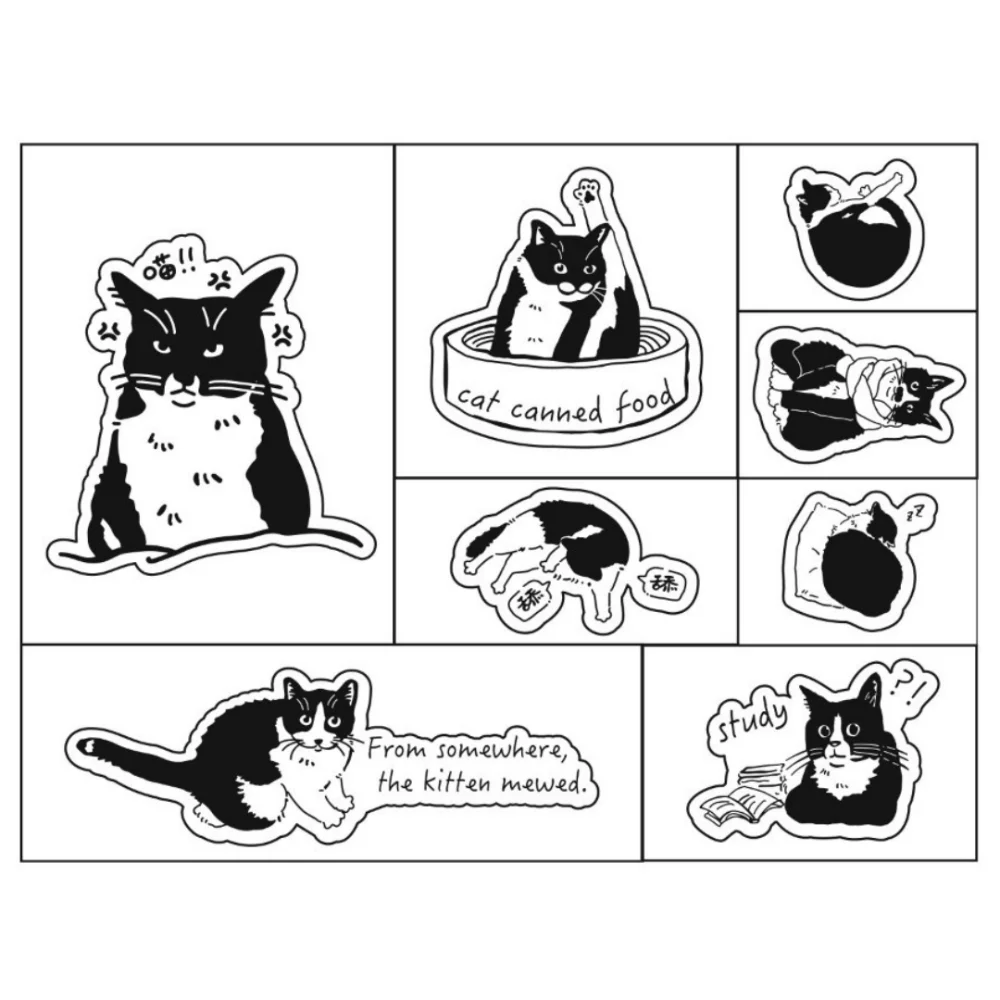 8 stücke Neue Holz Stempel Set DIY Handwerk Cartoon Katze Journal Briefmarken Schreibwaren Scrapbooking Briefmarken für Kinder Kinder