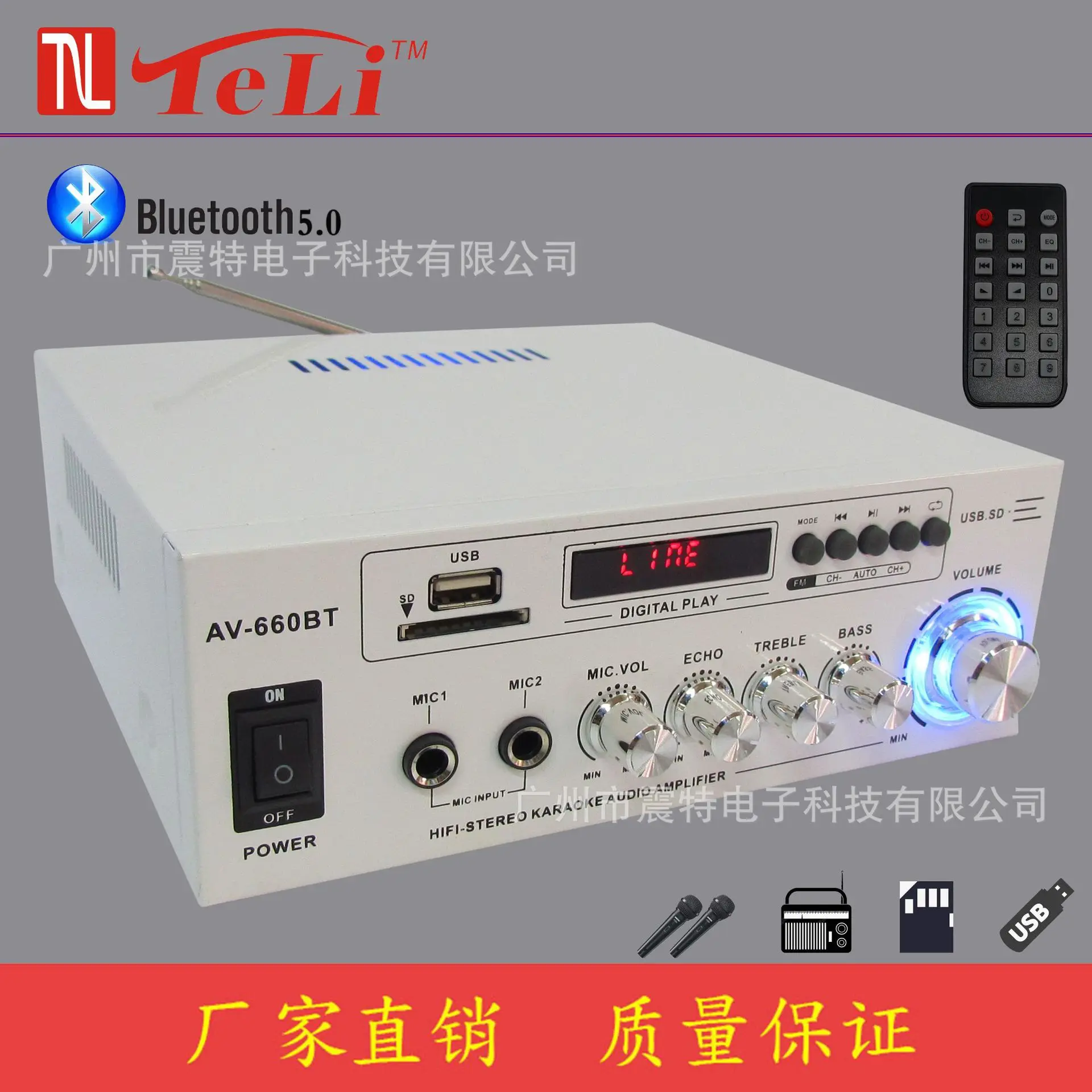 AV-660BT Amplificatore di potenza a doppia tensione ad alta potenza con scheda USB Flash Drive Radio Bluetooth