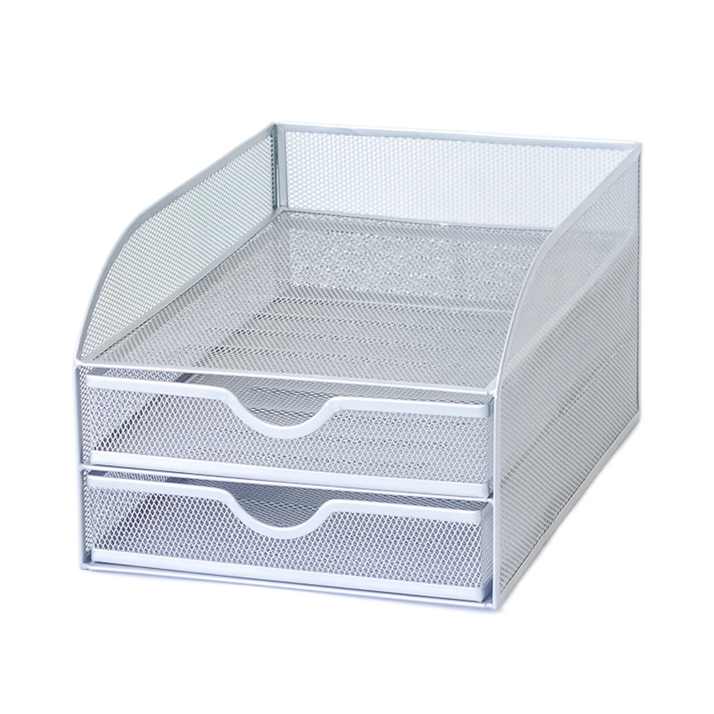 Metal mesh desk organizer 3-tire letter holder stackable document tray office supplies
