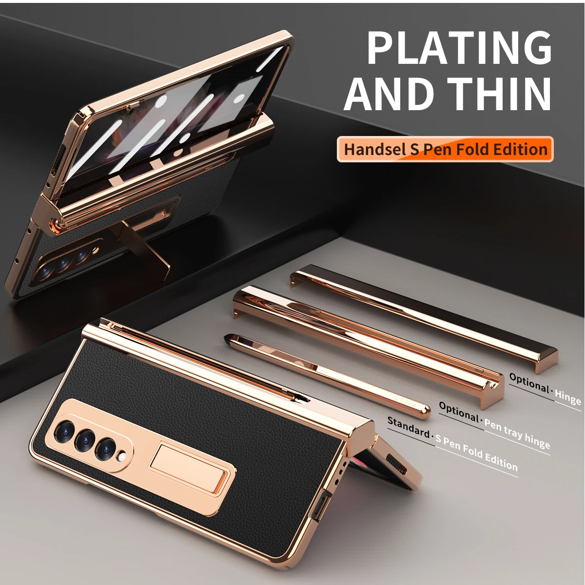 

Double Hinge S Pen case For Samsung Galaxy Z Fold 4 5G Hinge Slot Holder for Samsung Z Fold 2 3 5G Case Front Screen Glass Film