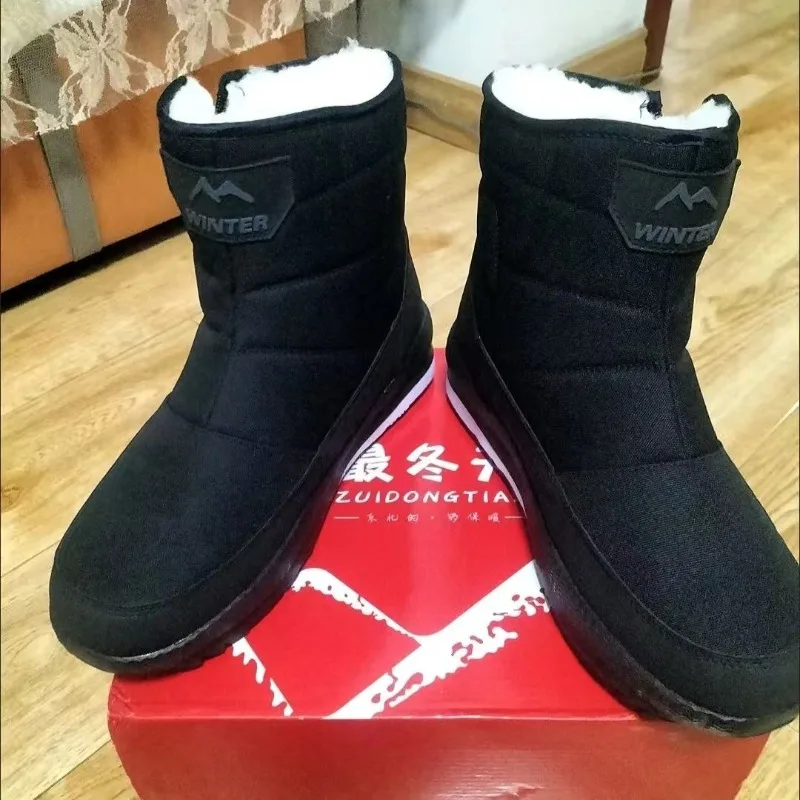 

Quality Men's Snow Boots Winter Plush Warm Cotton Shoes Outdoor Anti-skid Platform Boots Casual Short Boots Winter Men's Booties