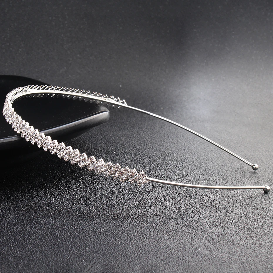 New Simple Hair Bands for Women Handmade Silver Rhinestone Tiny Headbands Birthday Party Jewelry Holiday Gifts for Kids