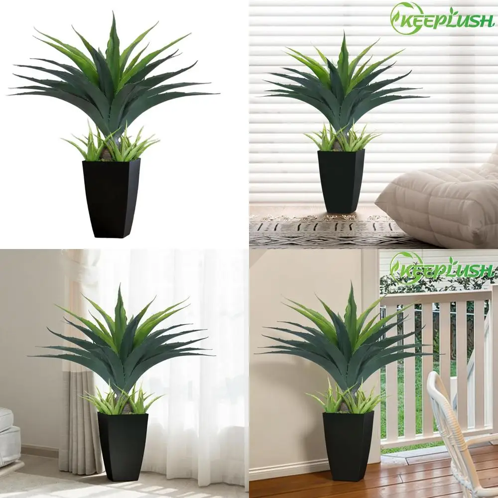 

Искусственное агнутое растение высотой 2,5 фута с 30-дюймовым эффектом алоэ вера, черным горшком, напольным растением для дома и офиса в помещении