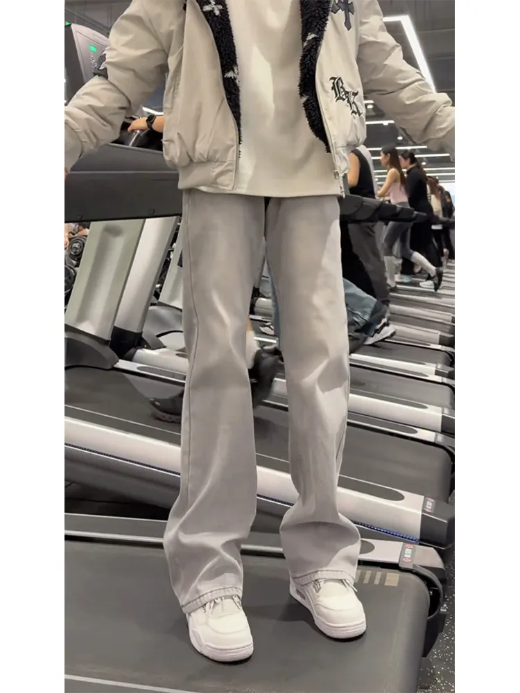 

Мужские джинсы Retro Cement A Flared Straight Leg в американском стиле High Street Vibe, удлиненная версия CleanFit, повседневная одежда