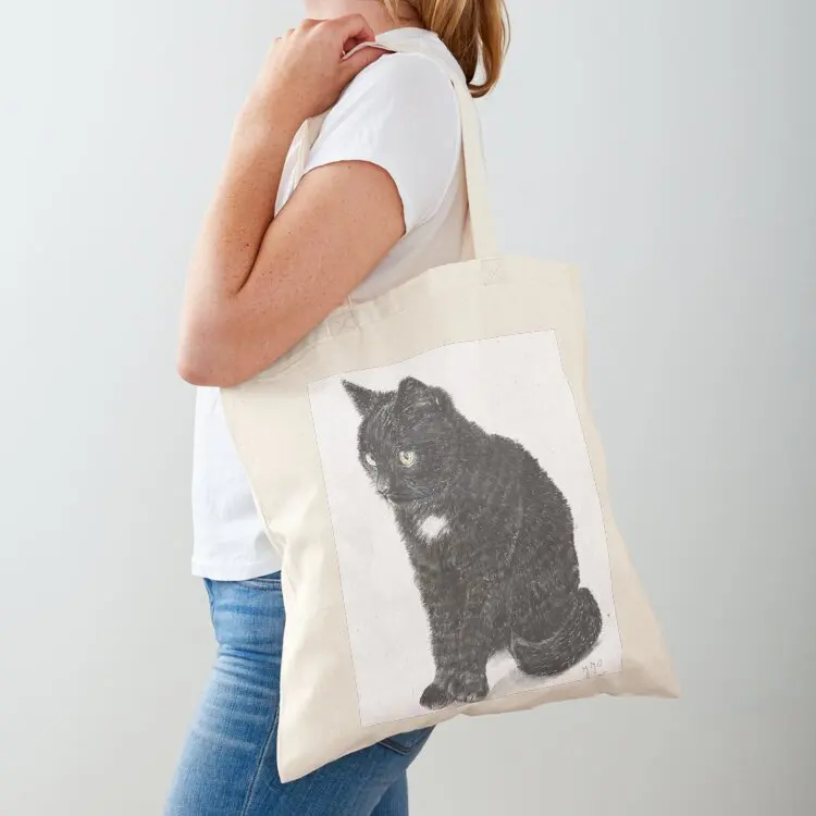 

Black cat called Pebbels Tote Bag Reusable bags reusable shopping bag reusable grocery bags Big bag women