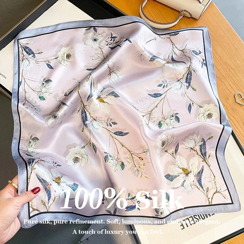 

Real Silk Neck Scarf for Women 53*53cm Small Square 100% Mulberry Silk Bandana Hair Wrap Tie Bag Ribbon Foulard Hijab Scarf 2026