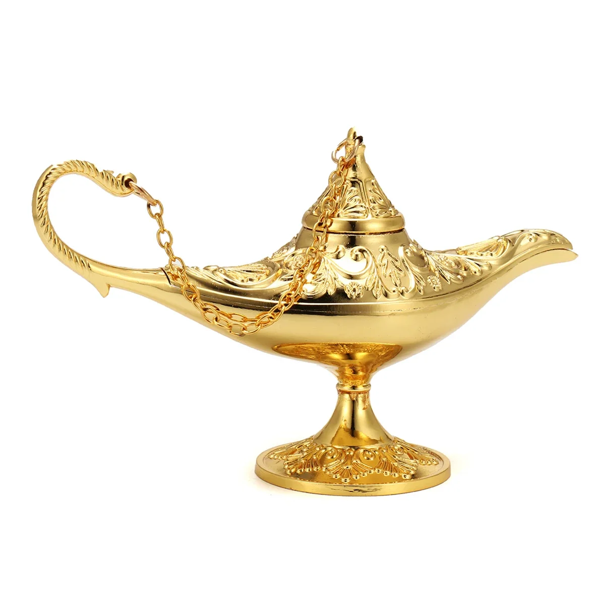 Metal Hollow Carved Legend Lamp Aladdin Magic Light Wishing Pot Ornaments Art Craft Gift Home Fancy Dress Decor Collection