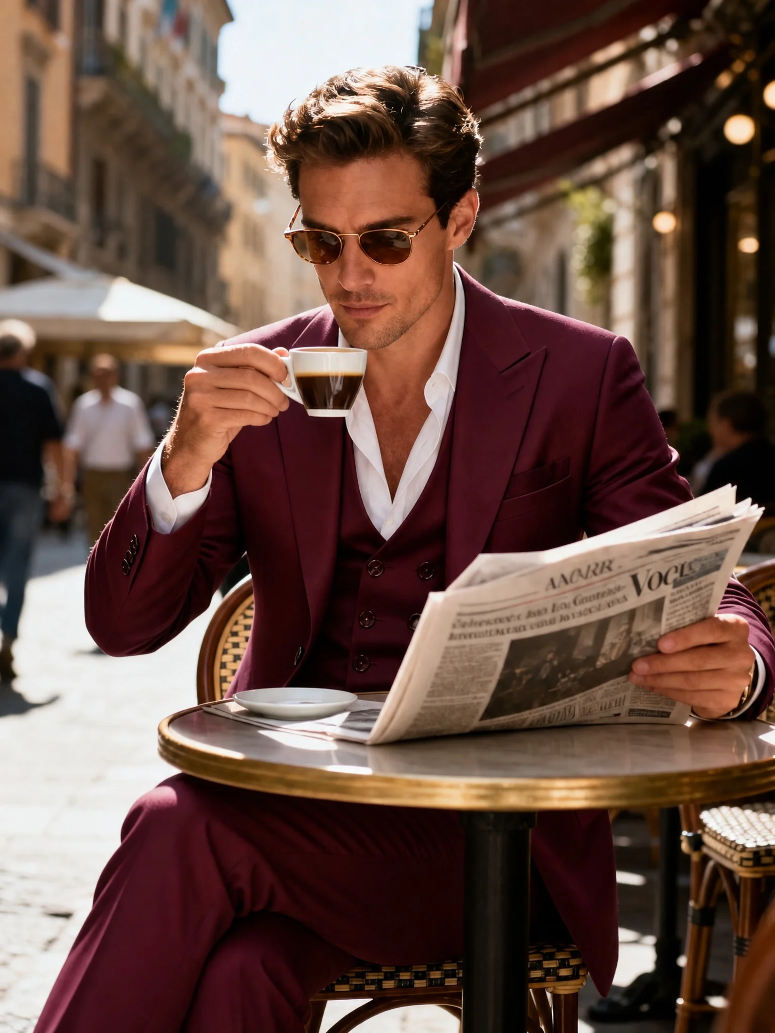 Solid Single Breasted Peak Lapel Three Piece Suit Soft Breathable Full Set Lightweight Multi Occasion Men Formal Costume