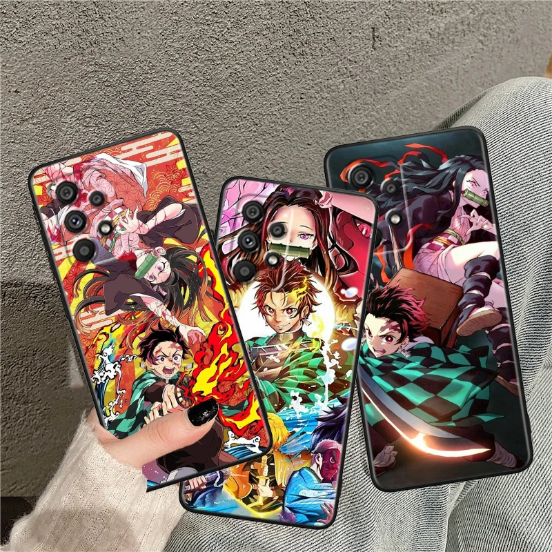 Demon Slayer Tanjirou For Samsung A53 A52 A33 A32 A51 A71 A21S A13 A73 A50 A22 A23 A03 A72 A54 A12 5G Black Phone Case