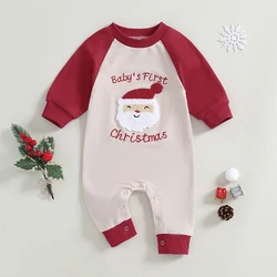 My First Christmas Outfit Baby Boy Girl 0-18 MonthsLetter Print Romper Jumpsuit Long Sleeve Playsuit Newborn Fall Winter Clothes