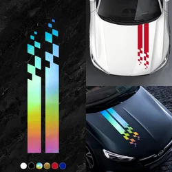 2PCS Universal Hood Sports Long Striped Plaid Car Stickers Auto Cover Scratches Vinyl Waterproof Decals Tuning Car Accessories