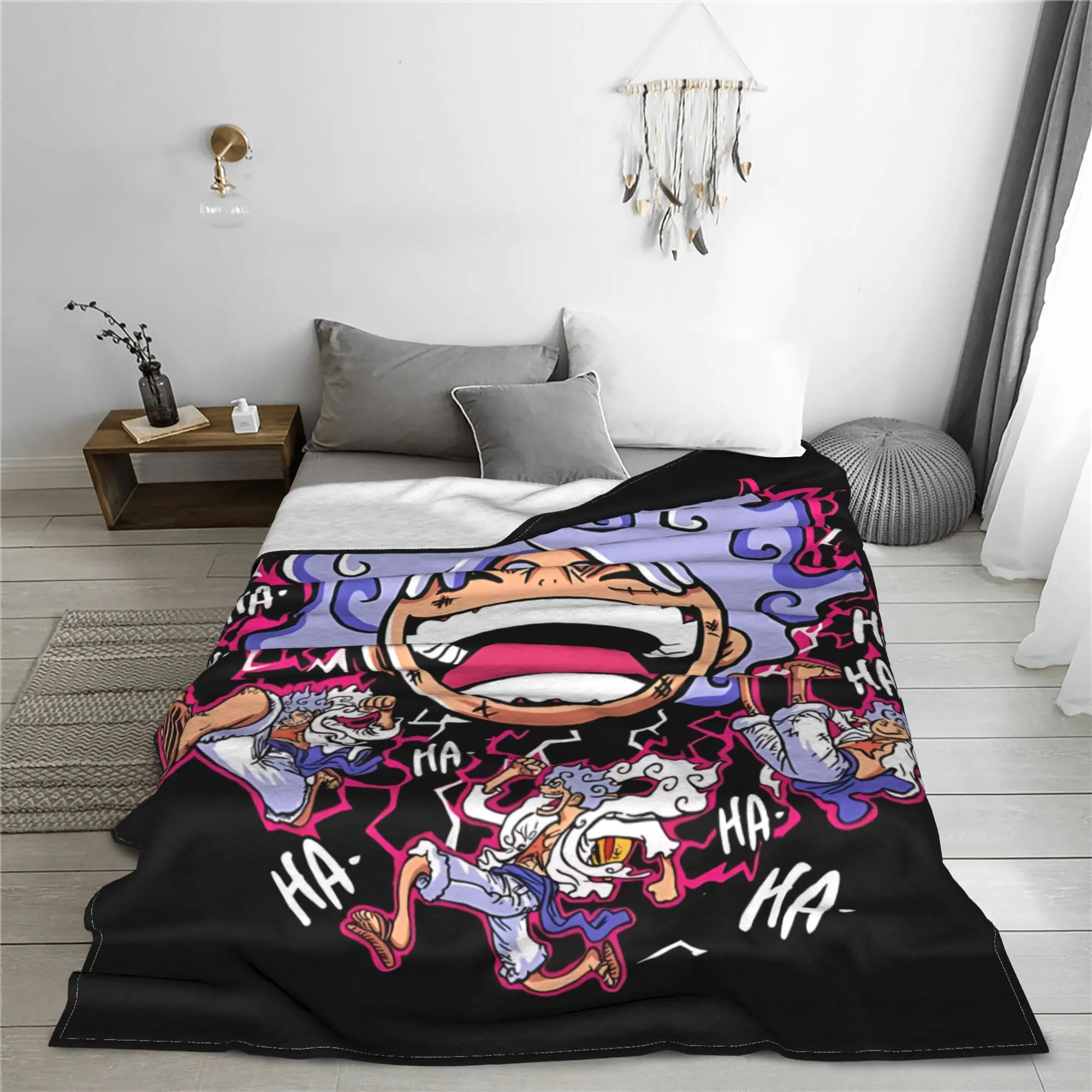 1PC One Pieces Anime Luffy Blanket Throw Blanket  Novelty Warm Blanket All Season Home Gift