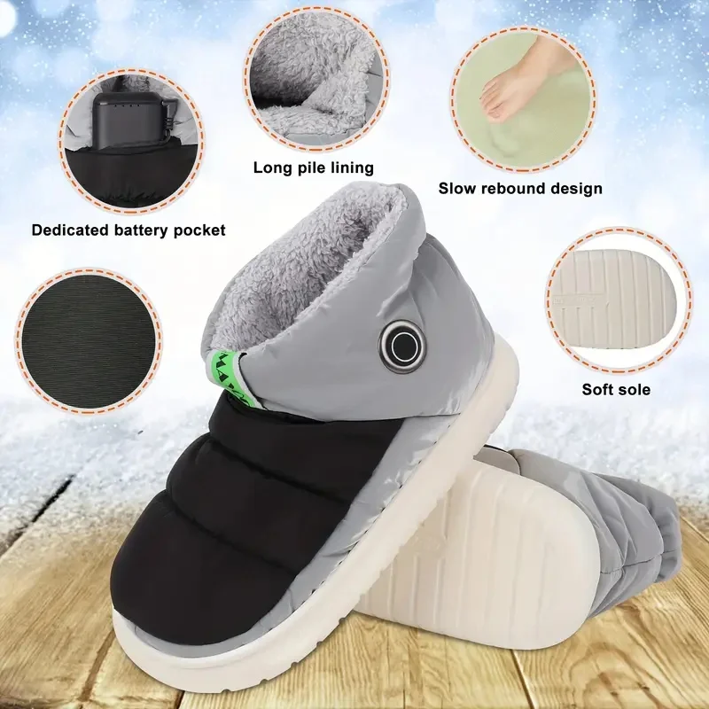 

Heated Slippers, Unisex Rechargeable Electric Insulated Shoes with Battery, Suitable for Men and Women in Cold Winter Weather, P