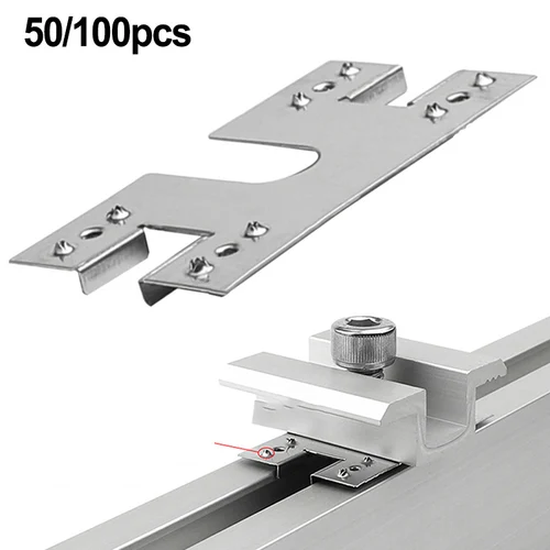Imagen 2 del producto Hoja conductora fotovoltaica de 50/100 Uds., Panel Solar, Clip de conexión a tierra, hoja de arandela para sistemas fotovoltaicos, instalación de techo en invernadero