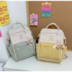 Canvas Laptop Backpack New Lightweight Student Bookbag School Backpack Contrasting Colors Durable Schoolbag