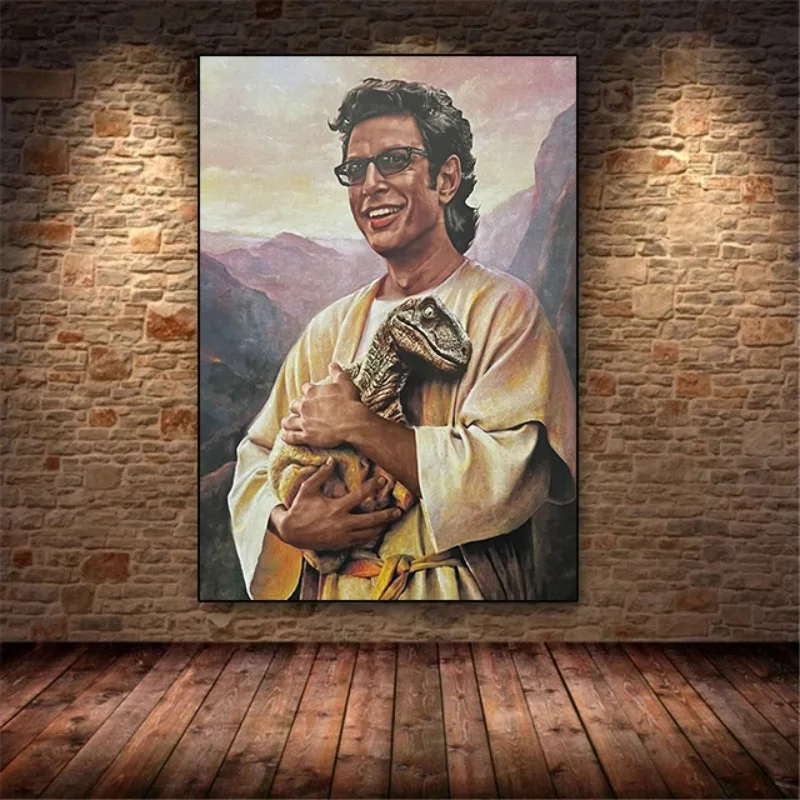 Jurassic Park Dinosaur Art Poster Saint Jeff Goldblum Canvas Painting Modern Wall Picture for Kids Room Home Decoration