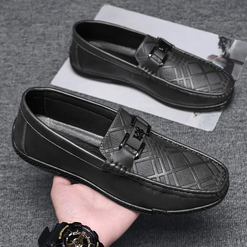 

Роскошные брендовые черные кожаные мужские повседневные туфли, дышащие туфли без шнуровки для вождения, мужские модельные туфли, дизайнерские формальные мужские лоферы