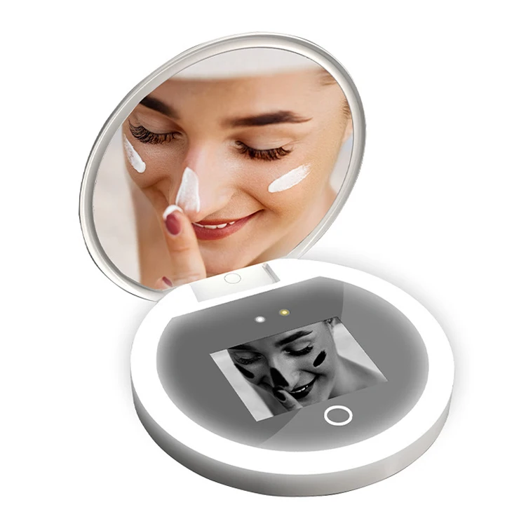 Protection Detection Rechargeable Travel Pocket Mirror Smart Touch LED  UV  Cosmetic Mirror