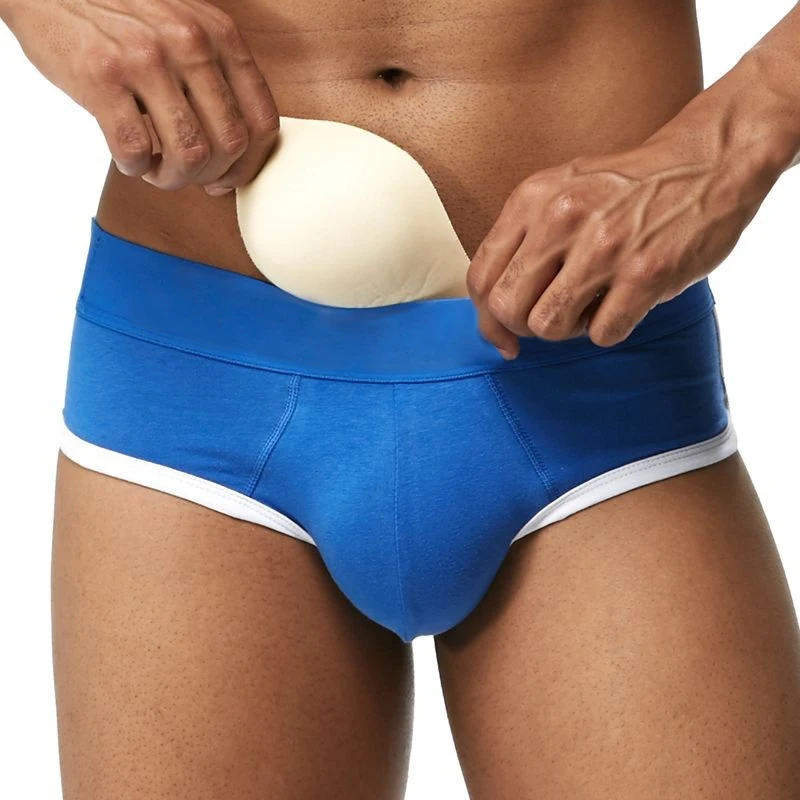 Bolsa Sexy para bulto de pene para hombres, ropa interior con almohadilla de esponja, Copa potenciadora, calzoncillos 3D, almohadilla de baño con