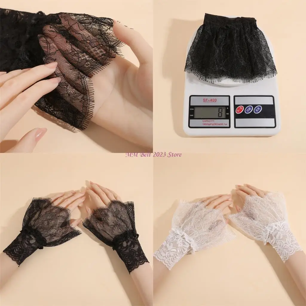 49ME Elegant False Sleeves Anime Design Flared Wrist Cuffs Sleeves for Women Girl Blouse Dress Decoration Party Dressingup