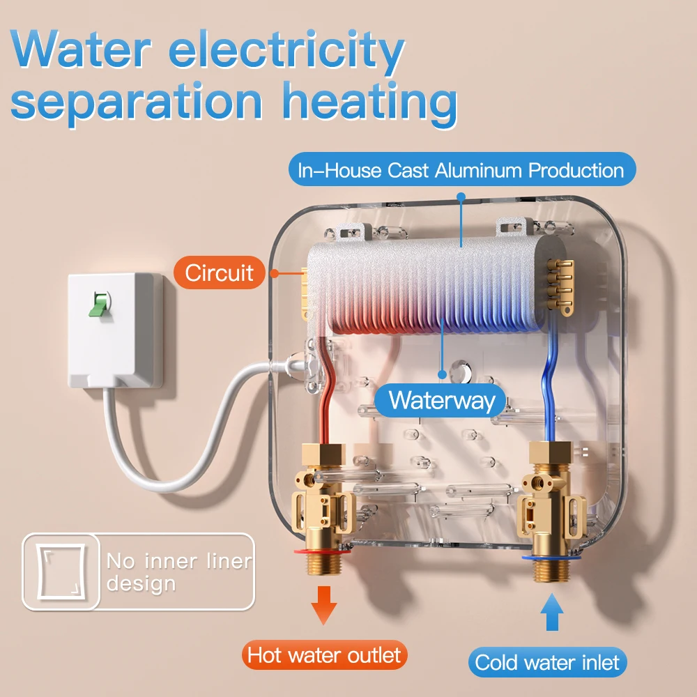 3.5/4.5/5.5kW Household Kitchen Bathroom Car RV Caravan Camping Shower Hot Water Heater Instant Electric Geyser view 4