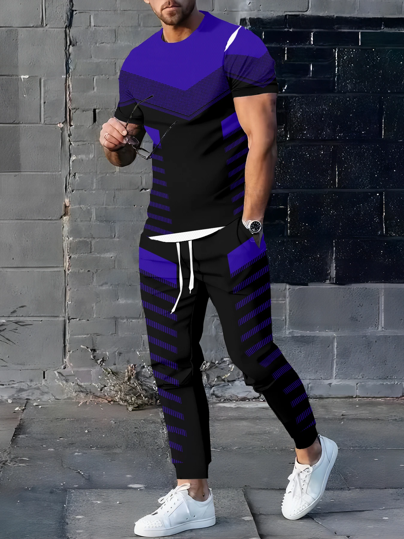 

2026 Summer Men's Suit with 3D Printed Pattern Breathable Lightweight Comfortable Leisure Sports Outdoor Men's Clothing