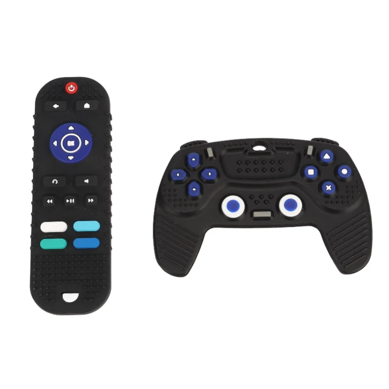 2 Pack Silicone Baby Teething Toys TV Remote Control Shape Educational Chew Sensory Teethers Pink