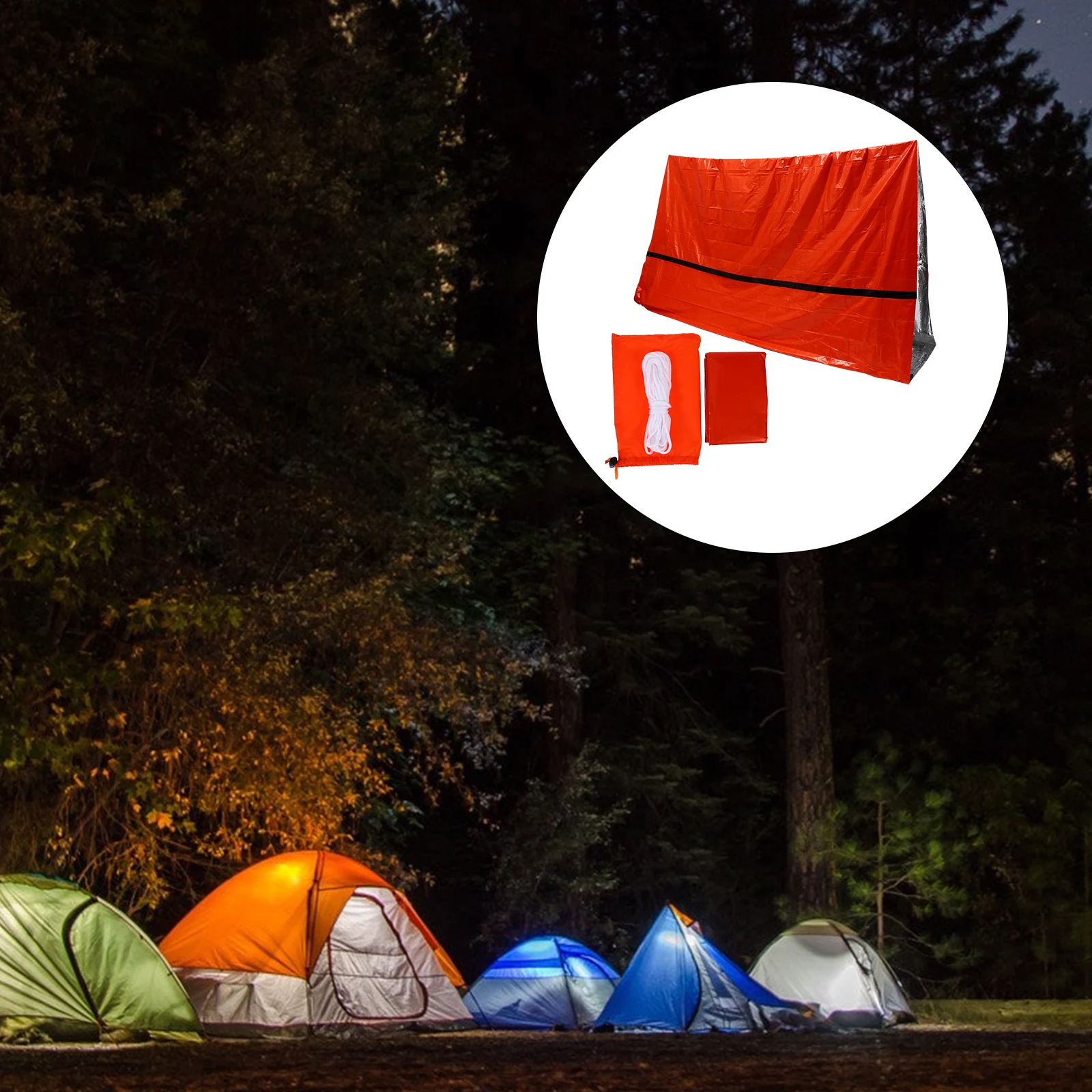 

Emergency Outdoor Tent Durable Compact PE Tear Resistant Camping Foldable Sleeping Bag Warm Shelter Hiking Cycling Anti Mosquito