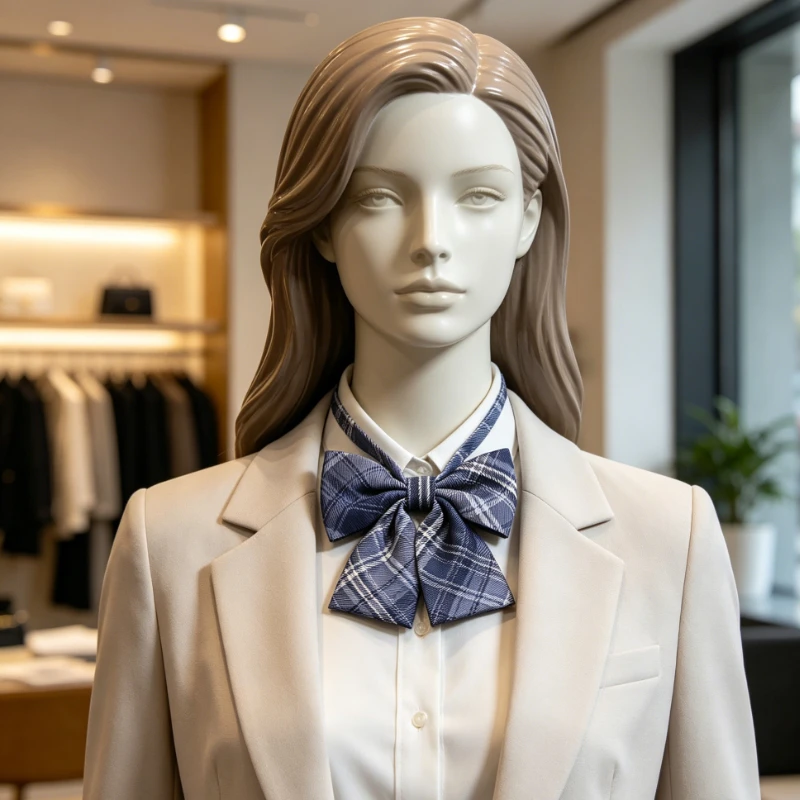 

Japanese JK Uniform Checkered Stripes, No Collar, College Style Shirt, Bow Accessories, Multiple Colors To Choose From