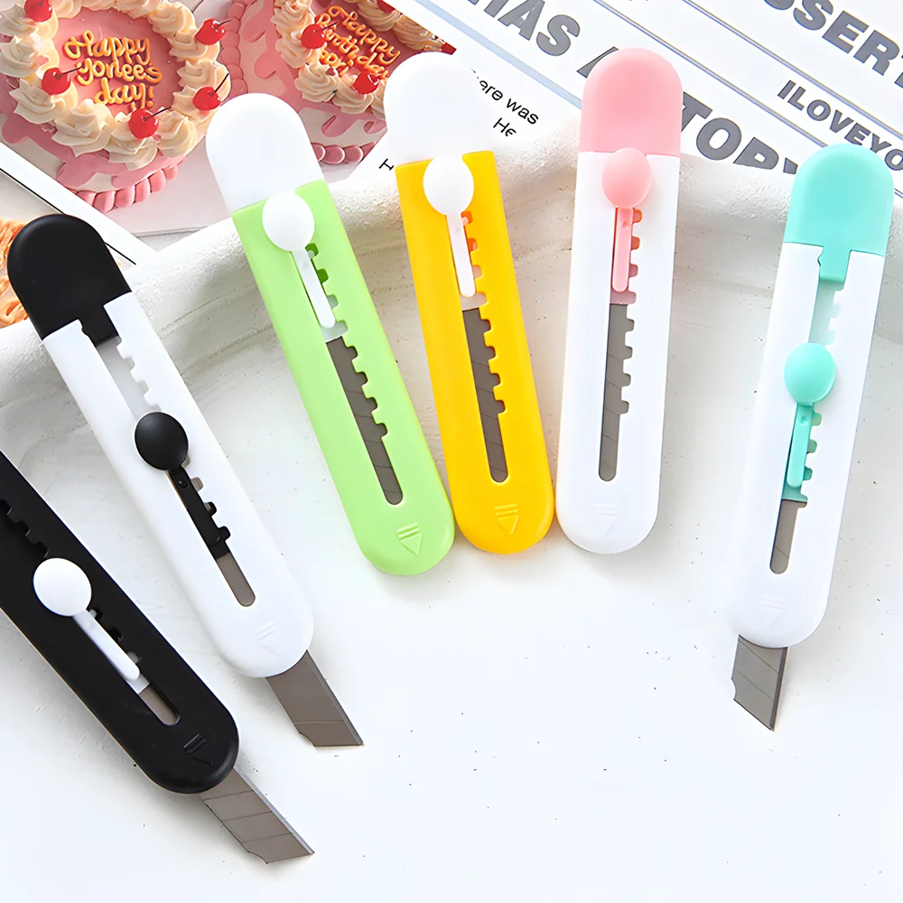 Multifunctional Kawaii Snap Box Cutter Retractable Pocket Small Poster Knives Utility Knife Automatic Mini Tool Pencil Sharpener