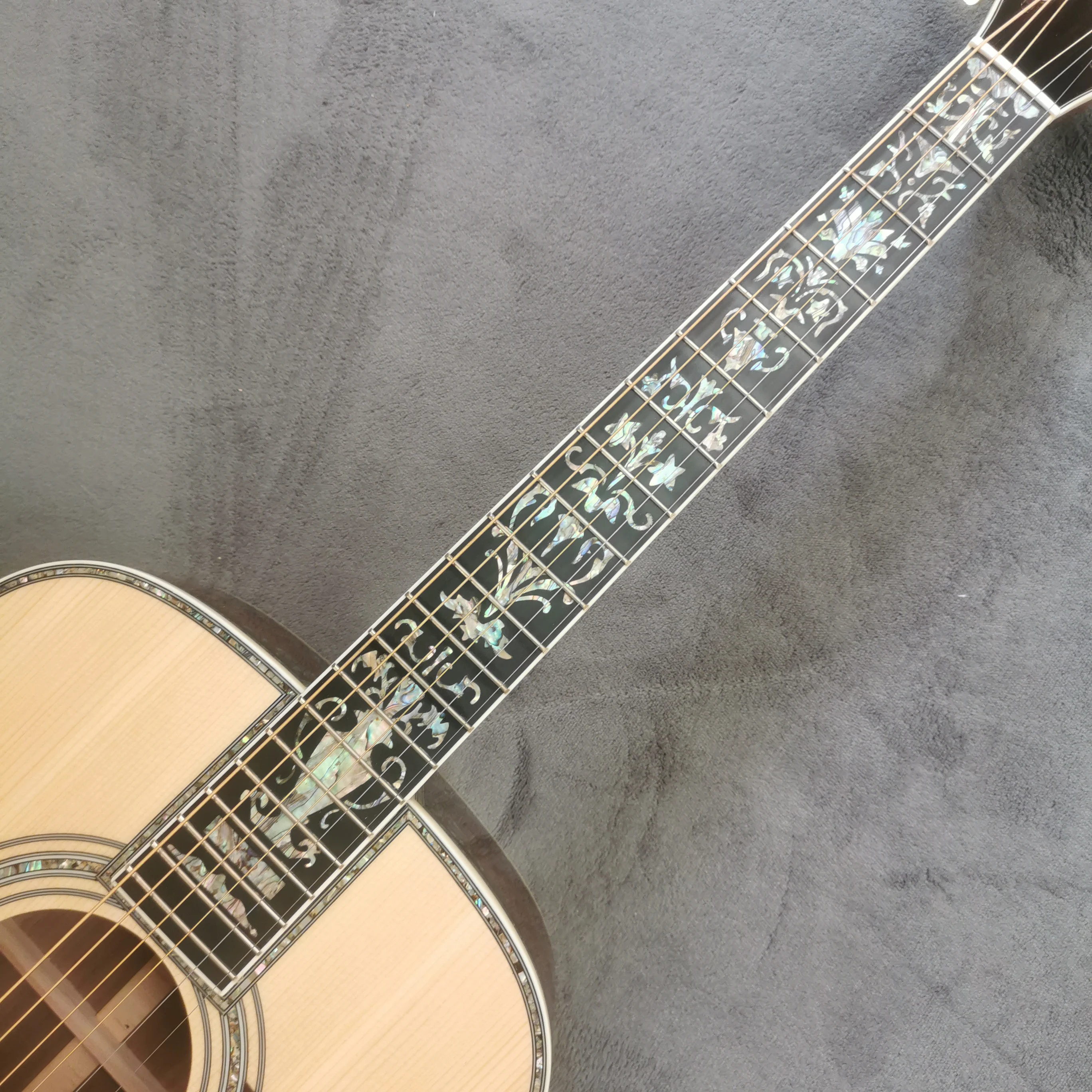 Guitarra acústica de dedo negro, jarrón grande de 41 ", totalmente de madera maciza, serie D45