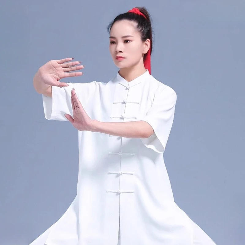 Quick Dry Tai Chi T Shirt Summer Short Sleeve Kung Fu Uniform for Men Women Kids Martial Arts Training Wear