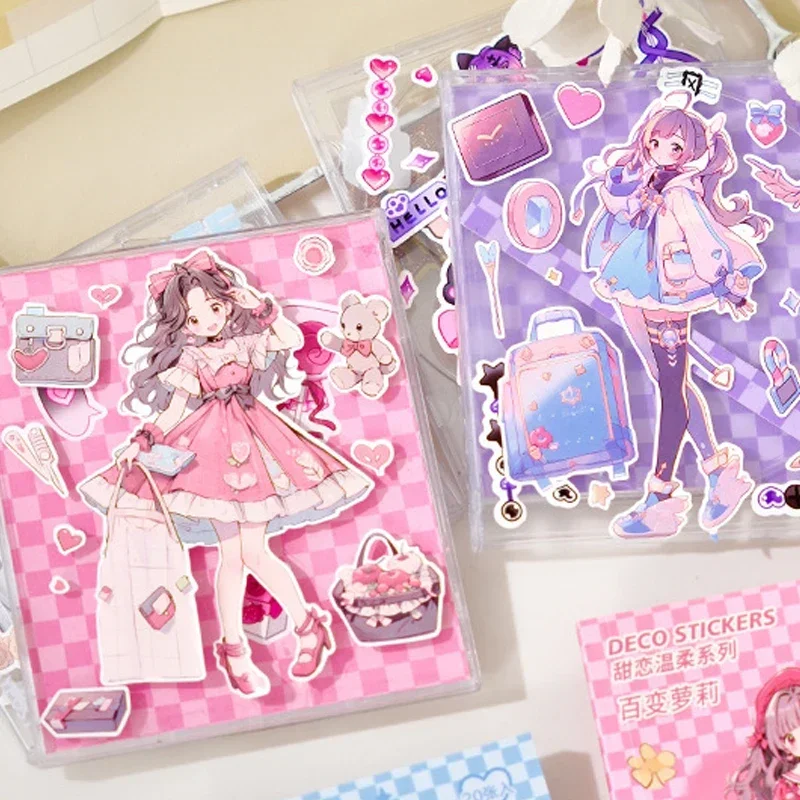 20 pcs Cartoon Girl Sweet Cool character sticker book DIY decorative hand ledger diary scrapbook material Junk Journal Supplies
