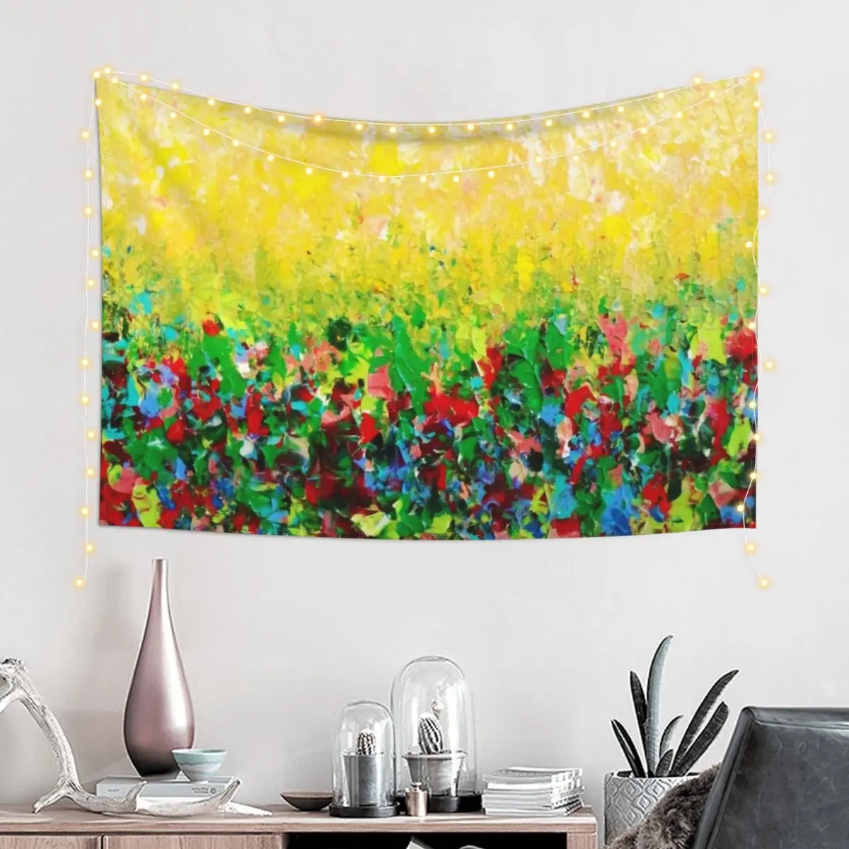 NATURE'S LIVING ROOM - Gorgeous Bright Bold Nature Wildflower Field Landscape Abstract Art Tapestry