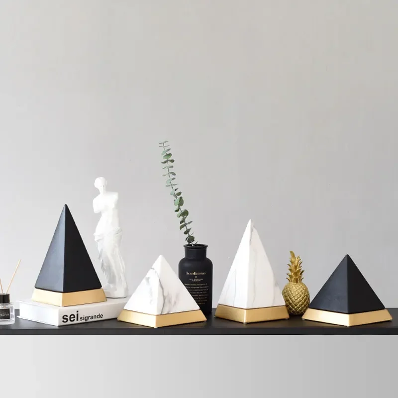 Desk Ornaments Light Luxury Ceramic Pyramid Creative Figurine Nordic Style Bookcase Living Room Home Decoration Crafts