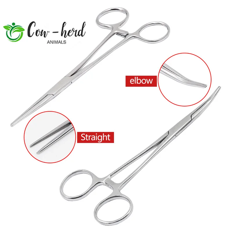 Stainless Steel Curved Tip and Straight Tip Forceps Locking Clamps Hemostatic Forceps Arterial Forceps Clamp Fish Hook Pliers