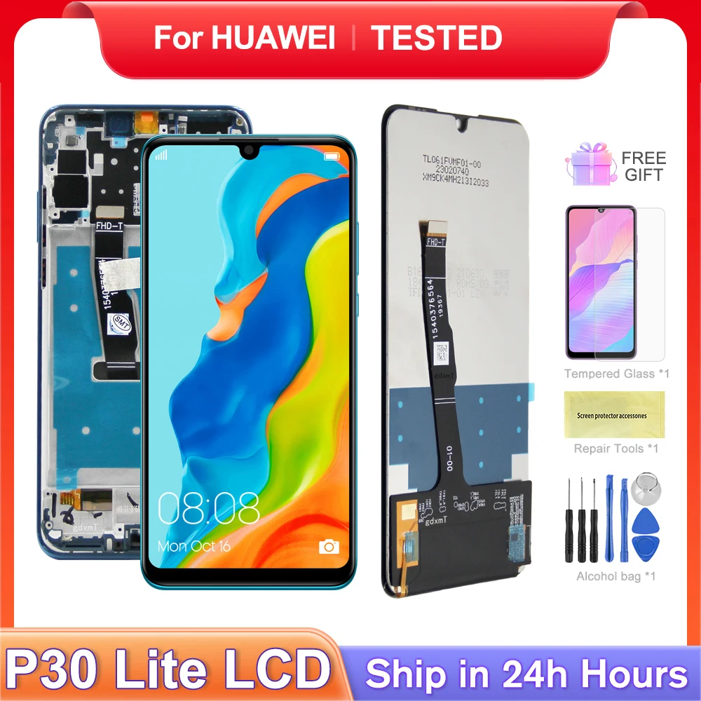 For HUAWEI 6.15\'\'P30 Lite For Nova 4E MAR-LX1 AL00 LX2 LX3 LX1A LCD Display Touch Screen Digitizer Assembly Replacement