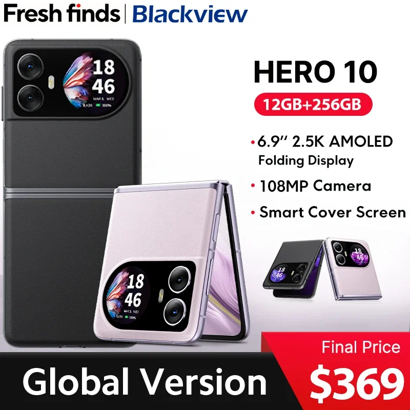 World Premiere Blackview HERO 10 Smartphone 6.9 inch AMOLED Folding Display 12GB 256GB 108MP Camera MTK Helio G99 45W Charging