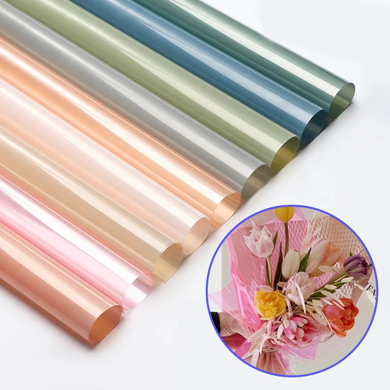 

9M Semi Transparent Colored Cellophane OPP Floral Paper Waterproof Jelly Film for Flowers Crafts Gifts Napkins Wrapping