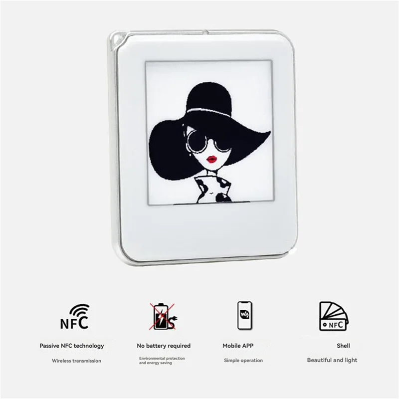M09K 2Pcs 1.54 Inch Epaper Screen NFC Powered E Paper E Ink Tag Battery Free NFC Label DIY Digital Picture Frame