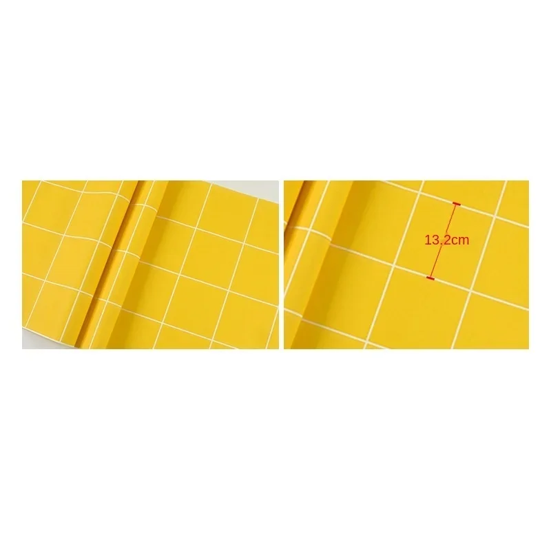 Yellow checkered wallpaper Nordic ins modern simple style square B & B bedroom living room TV background wallpaper