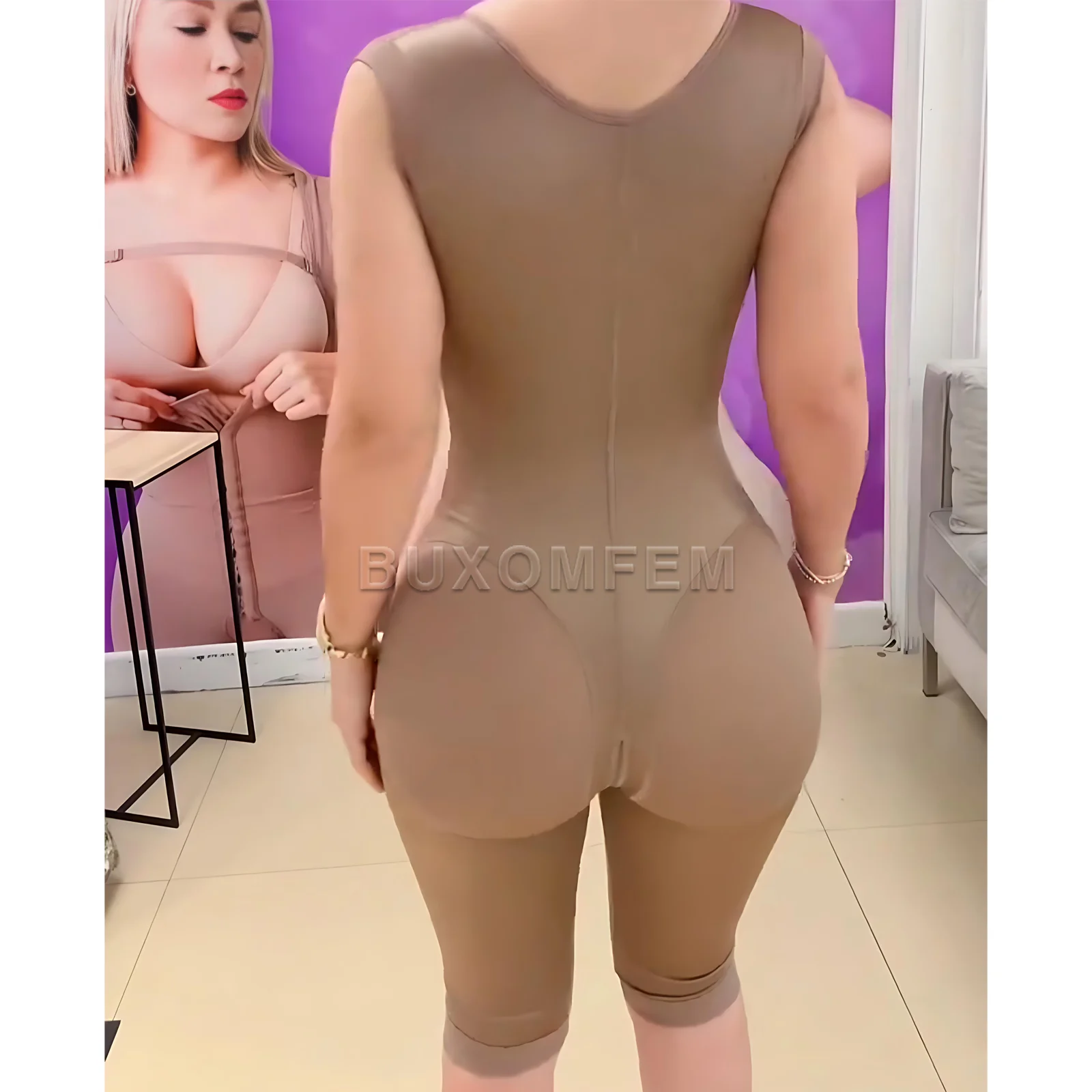 

Women Corset Front-Breasted Powernet Girdles Bodysuit Compression Abdomen & Hips Faja Ladies Thong Shapewear with Bra for BBL
