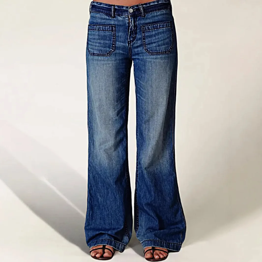 

Women Jeans Solid Straight Pants Denim Jean Spliced Pockets Loose High Waist Washed Zipper Fly Streetwear 2025 Distressed