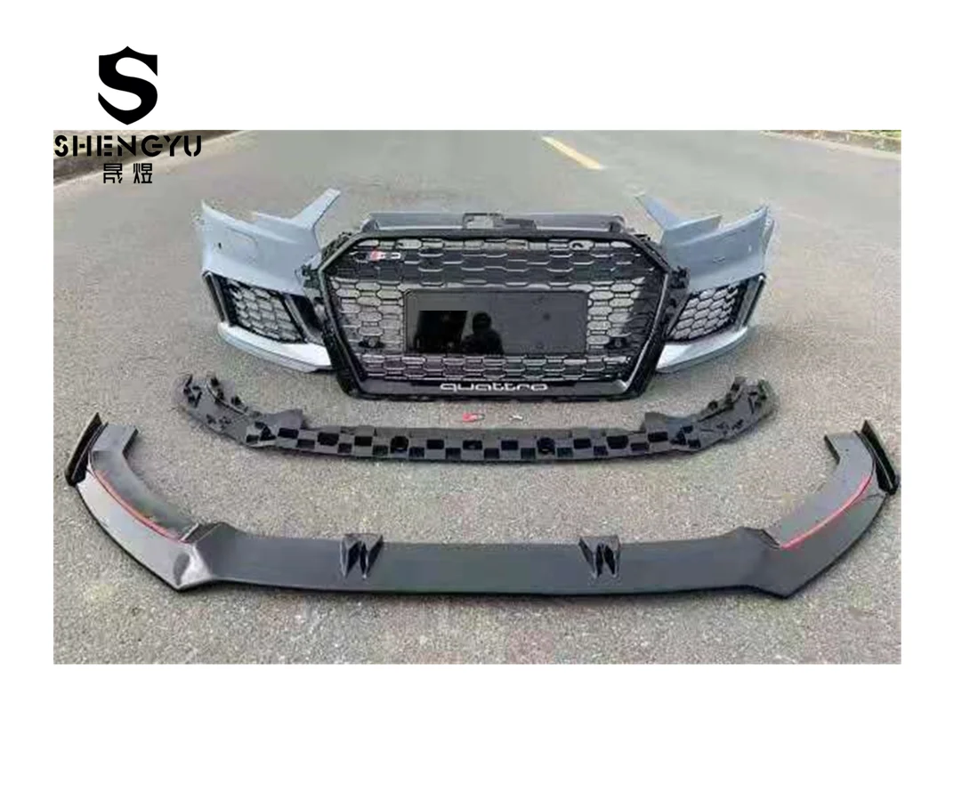 

PP Car Bumpers Include Auto Body Kit with ABS Grille Front Lip for Audi A3 17-19 to RS3 Conversion Kit for Modify