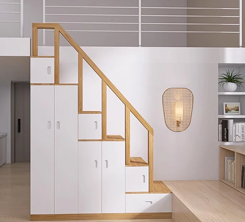 

Solid wood ladder cabinet, indoor ladder cabinet, upper and lower bed staircase cabinet Solid wood bedside table Drawer staircas